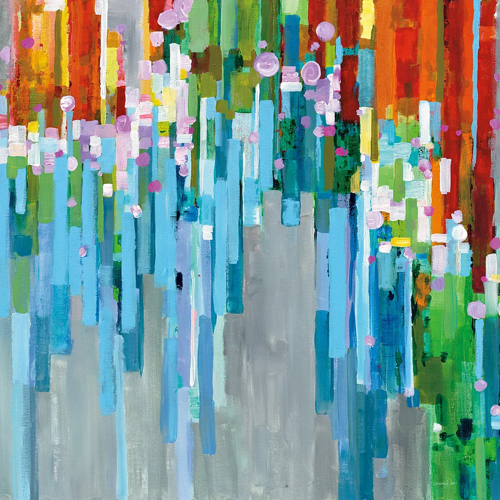 Rainbow of Stripes Square by Danhui Nai. SKU 30240a. Archival Giclee Fine art print for wall decor.