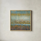 Rains Over the Lake Light by Danhui Nai. Shown in a natural wood glass frame for a timeless modern aesthetic. Available as an archival giclee rolled canvas, fine art paper, or poster print. SKU 29260a.