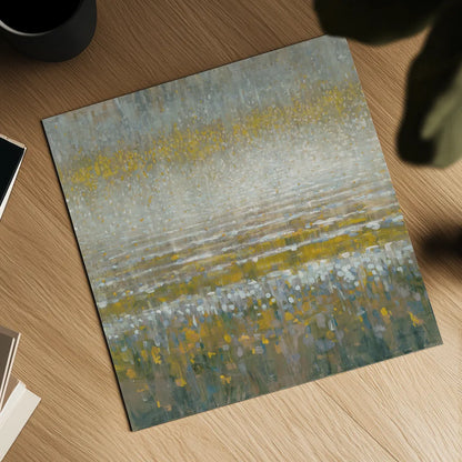 Rains Over the Lake Yellow Gray by Danhui Nai. Shown as a detailed flat fine art print, highlighting archival giclee quality. Available as an archival giclee rolled canvas, fine art paper, or poster print. SKU 56018a.