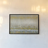 Rains Over the Lake Yellow Gray Crop by Danhui Nai. shown as a paper print in a black flame. Available as a archival giclee rolled canvas, fine art paper, or poster print. SKU 56018i.