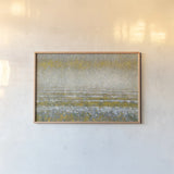 Rains Over the Lake Yellow Gray Crop by Danhui Nai. shown as a paper print in a natural frame. Available as a archival giclee rolled canvas, fine art paper, or poster print. SKU 56018i.