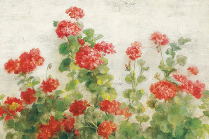 Red Geraniums on White v2 by Danhui Nai. SKU 44813i. Archival Giclee Fine art print for wall decor.