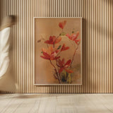 Red Magnolia by Danhui Nai. shown as over sized large wall art. Available as an archival giclee rolled canvas, fine art paper, or poster print. SKU 5427h.