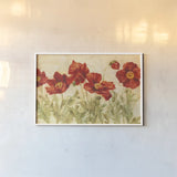 Red Poppies by Danhui Nai. shown as a paper print in a white frame. Available as a archival giclee rolled canvas, fine art paper, or poster print. SKU 9395i.