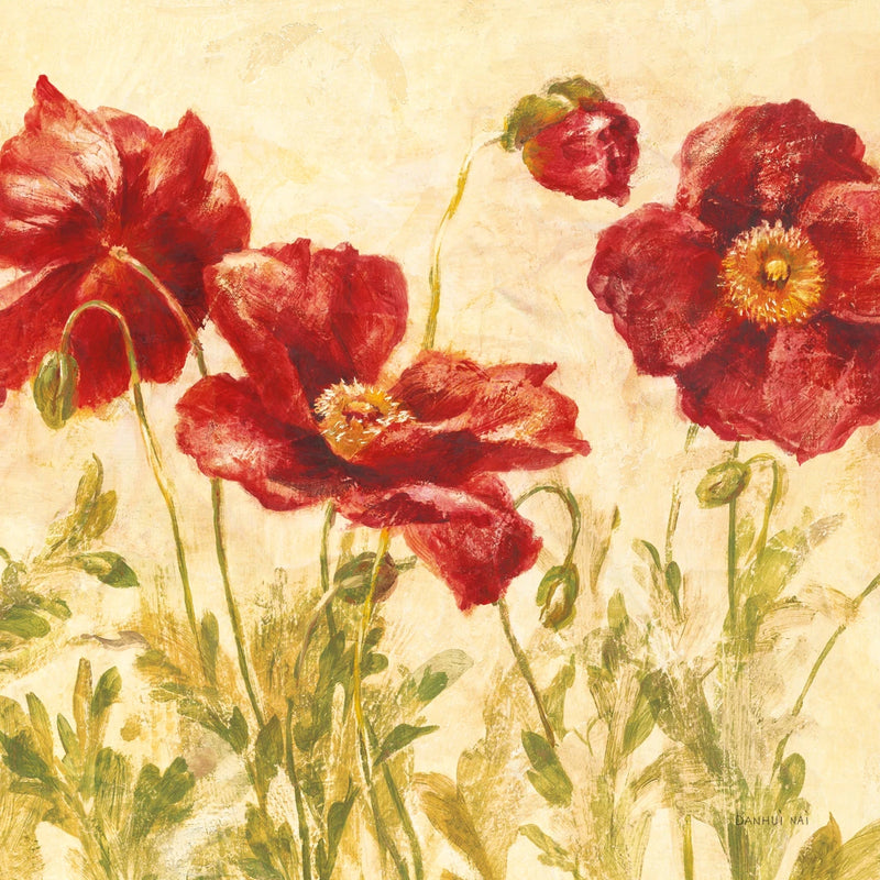 Red Poppies I Square by Danhui Nai