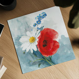 Red White and Bloom by Danhui Nai. Shown as a detailed flat fine art print, highlighting archival giclee quality. Available as an archival giclee rolled canvas, fine art paper, or poster print. SKU 85890a.