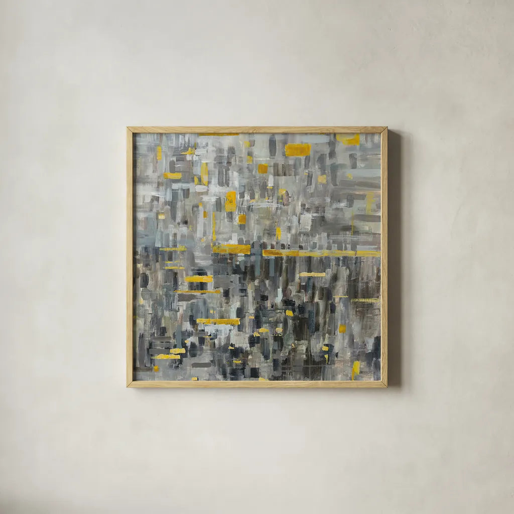 Reflections Square by Danhui Nai. Shown in a natural wood glass frame for a timeless modern aesthetic. Available as an archival giclee rolled canvas, fine art paper, or poster print. SKU 28664a.