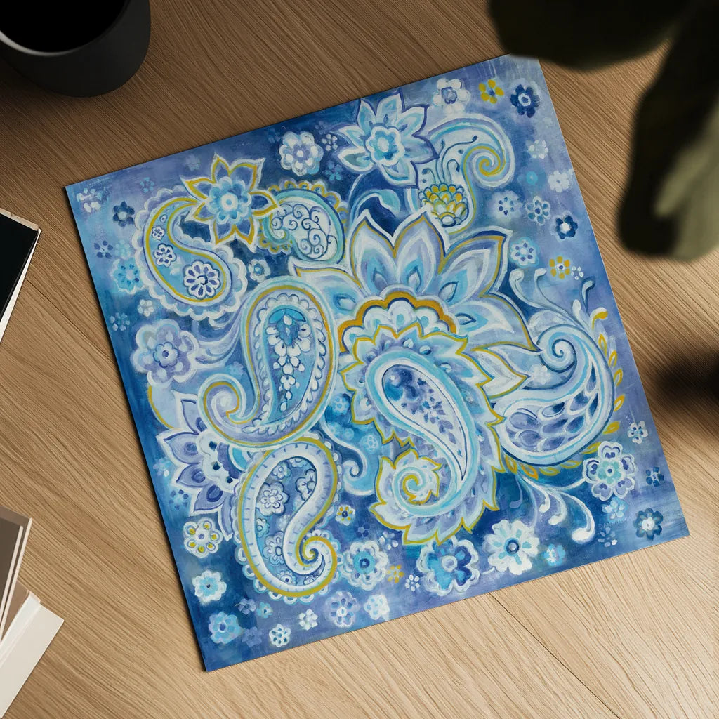 Regal Paisley by Danhui Nai. Shown as a detailed flat fine art print, highlighting archival giclee quality. Available as an archival giclee rolled canvas, fine art paper, or poster print. SKU 57927a.