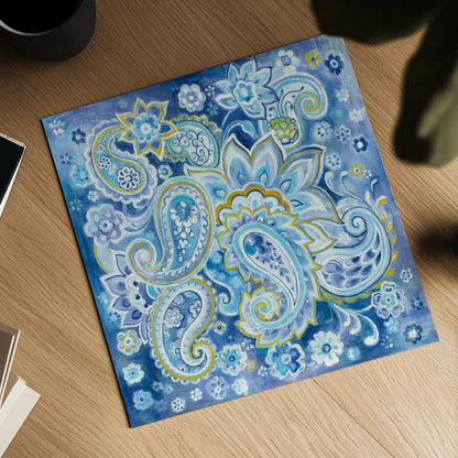 Regal Paisley by Danhui Nai. Shown as a detailed flat fine art print, highlighting archival giclee quality. Available as an archival giclee rolled canvas, fine art paper, or poster print. SKU 57927a.