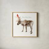 Reindeer Friends by Danhui Nai. Shown in a natural wood glass frame for a timeless modern aesthetic. Available as an archival giclee rolled canvas, fine art paper, or poster print. SKU 79998a.