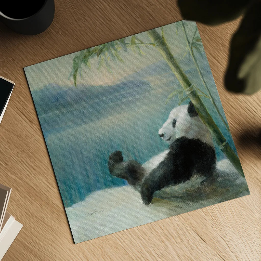 Resting in Bamboo by Danhui Nai. Shown as a detailed flat fine art print, highlighting archival giclee quality. Available as an archival giclee rolled canvas, fine art paper, or poster print. SKU 45457a.