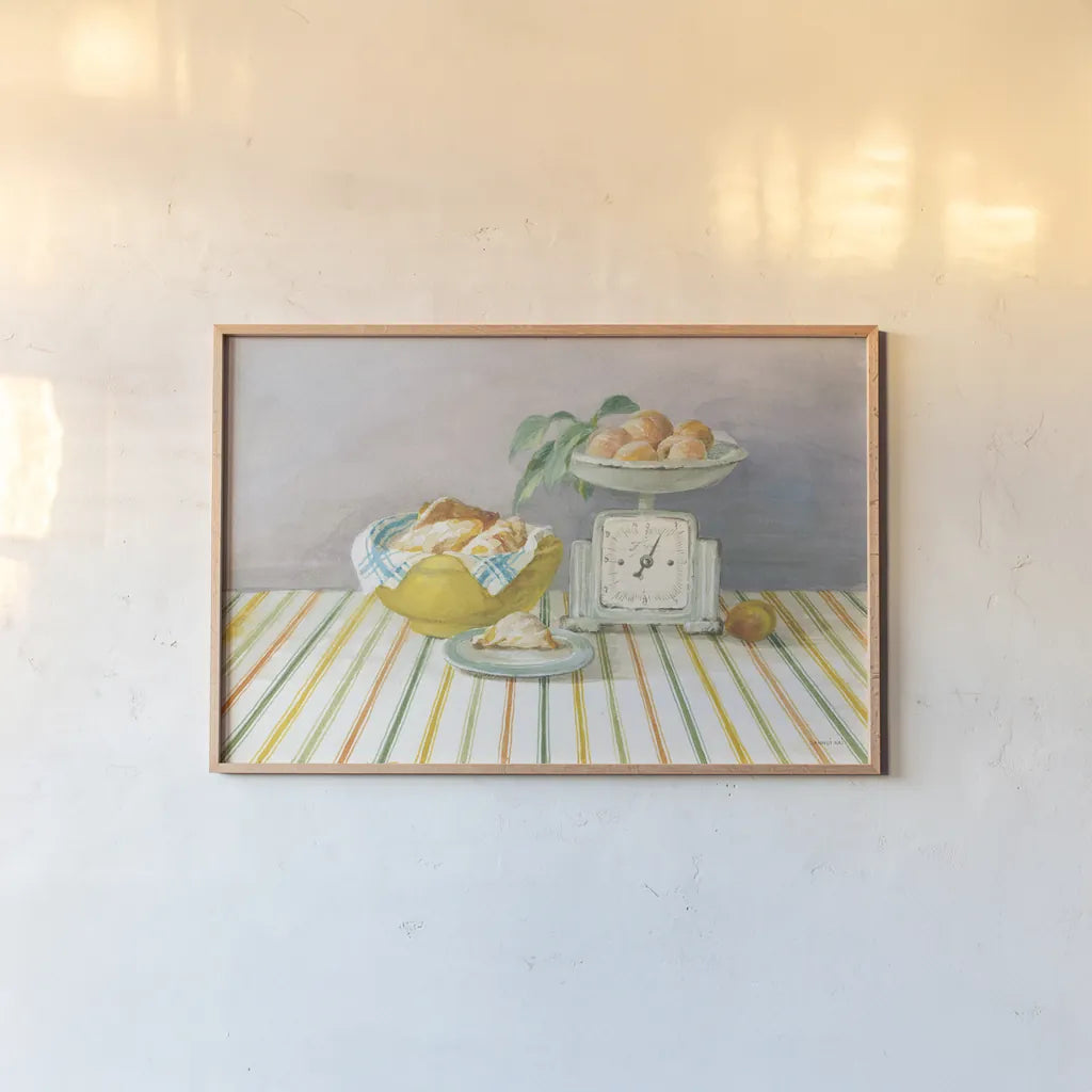 Retro Kitchen I by Danhui Nai. shown as a paper print in a natural frame. Available as a archival giclee rolled canvas, fine art paper, or poster print. SKU 15985i.