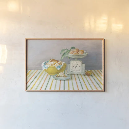 Retro Kitchen I by Danhui Nai. shown as a paper print in a natural frame. Available as a archival giclee rolled canvas, fine art paper, or poster print. SKU 15985i.