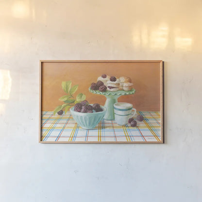 Retro Kitchen II by Danhui Nai. shown as a paper print in a natural frame. Available as a archival giclee rolled canvas, fine art paper, or poster print. SKU 15986i.