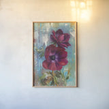 Rich Anemones I by Danhui Nai. shown as a paper print in a natural frame. Available as a archival giclee rolled canvas, fine art paper, or poster print. SKU 92982h.