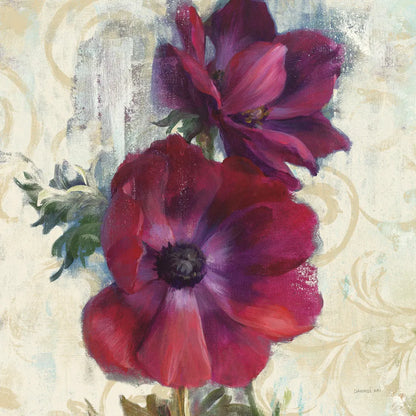 Rich Anemones I on Ivory by Danhui Nai. SKU 21261a. Archival Giclee Fine art print for wall decor.