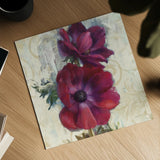Rich Anemones I on Ivory by Danhui Nai. Shown as a detailed flat fine art print, highlighting archival giclee quality. Available as an archival giclee rolled canvas, fine art paper, or poster print. SKU 21261a.