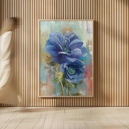 Rich Anemones II by Danhui Nai. shown as over sized large wall art. Available as an archival giclee rolled canvas, fine art paper, or poster print. SKU 92983h.