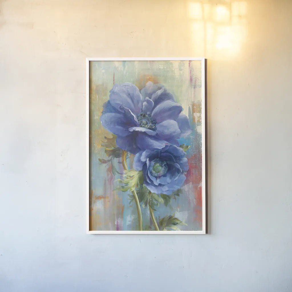Rich Anemones II by Danhui Nai. shown as a paper print in a white frame. Available as a archival giclee rolled canvas, fine art paper, or poster print. SKU 92983h.