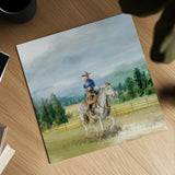 Riders of the Range I by Danhui Nai. Shown as a detailed flat fine art print, highlighting archival giclee quality. Available as an archival giclee rolled canvas, fine art paper, or poster print. SKU 96937a.