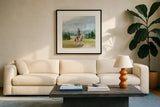 Riders of the Range I by Danhui Nai. Displayed in a glass frame with matte in a clean modern living room. Available as an archival giclee rolled canvas, fine art paper, or poster print. SKU 96937a.