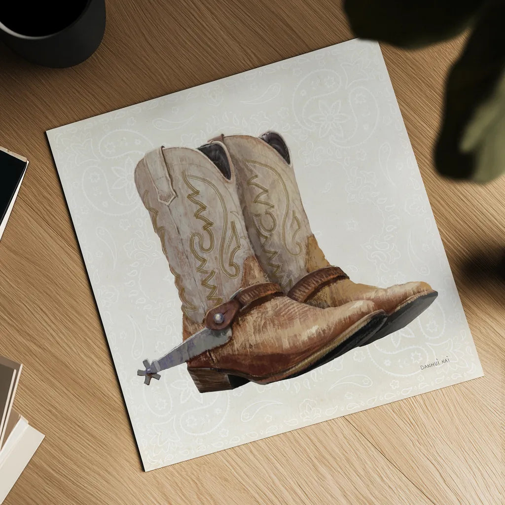 Riders of the Range V by Danhui Nai. Shown as a detailed flat fine art print, highlighting archival giclee quality. Available as an archival giclee rolled canvas, fine art paper, or poster print. SKU 96941a.