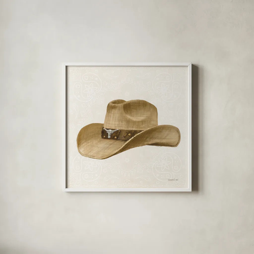 Riders of the Range VI by Danhui Nai. Shown in a crisp white glass frame for a clean and minimalist style. Available as an archival giclee rolled canvas, fine art paper, or poster print. SKU 96942a.