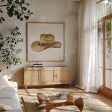 Riders of the Range VI by Danhui Nai. Shown in a natural wood frame in a cozy modern living room. Available as an archival giclee rolled canvas, fine art paper, or poster print. SKU 96942a.
