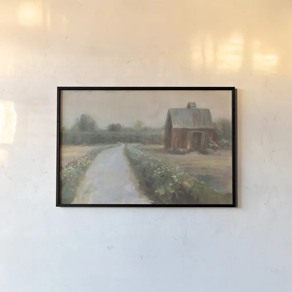 Road to the Fields Neutral by Danhui Nai. shown as a paper print in a black flame. Available as a archival giclee rolled canvas, fine art paper, or poster print. SKU 68335i.