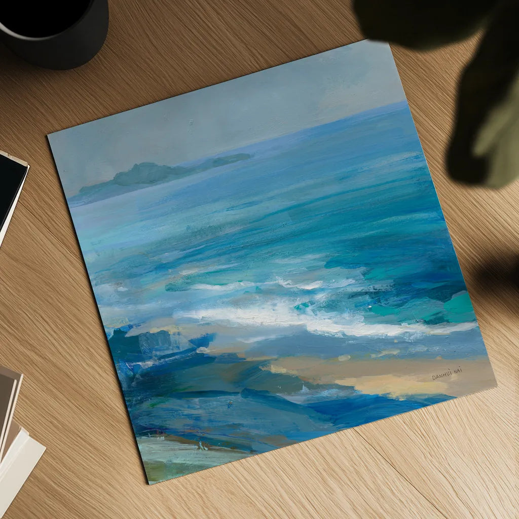 Rocky Shoreline II by Danhui Nai. Shown as a detailed flat fine art print, highlighting archival giclee quality. Available as an archival giclee rolled canvas, fine art paper, or poster print. SKU 81371a.