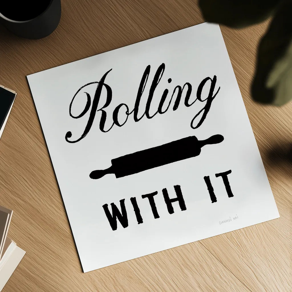 Rolling With It by Danhui Nai. Shown as a detailed flat fine art print, highlighting archival giclee quality. Available as an archival giclee rolled canvas, fine art paper, or poster print. SKU 75935a.