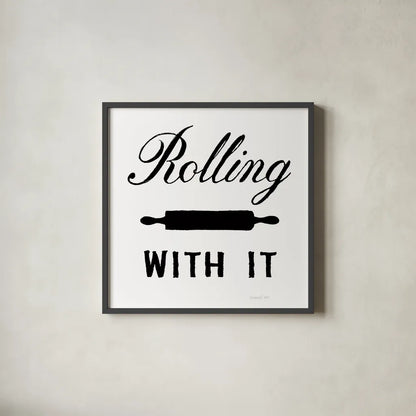 Rolling With It by Danhui Nai. Shown in a sleek black glass frame for a contemporary gallery look. Available as an archival giclee rolled canvas, fine art paper, or poster print. SKU 75935a.