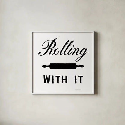 Rolling With It by Danhui Nai. Shown in a crisp white glass frame for a clean and minimalist style. Available as an archival giclee rolled canvas, fine art paper, or poster print. SKU 75935a.