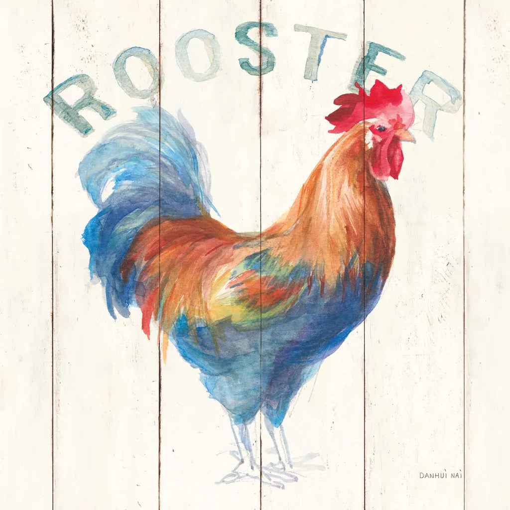 Rooster by Danhui Nai. SKU 46168a. Archival Giclee Fine art print for wall decor.