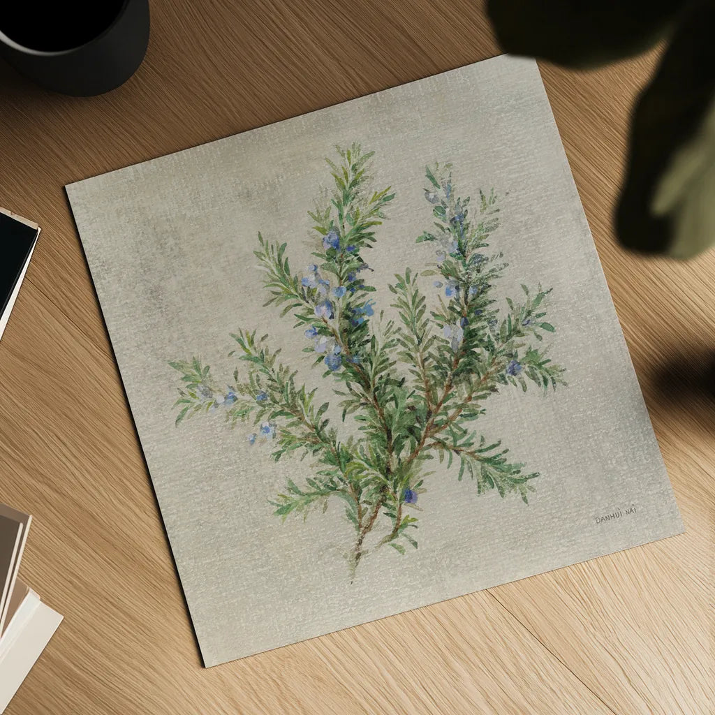 Rosemary by Danhui Nai. Shown as a detailed flat fine art print, highlighting archival giclee quality. Available as an archival giclee rolled canvas, fine art paper, or poster print. SKU 100975a.