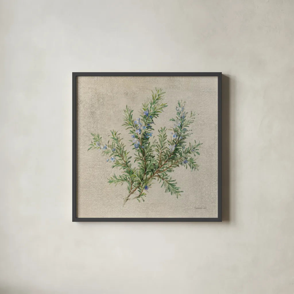 Rosemary by Danhui Nai. Shown in a sleek black glass frame for a contemporary gallery look. Available as an archival giclee rolled canvas, fine art paper, or poster print. SKU 100975a.