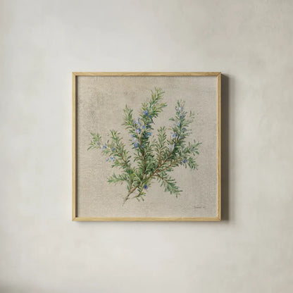 Rosemary by Danhui Nai. Shown in a natural wood glass frame for a timeless modern aesthetic. Available as an archival giclee rolled canvas, fine art paper, or poster print. SKU 100975a.