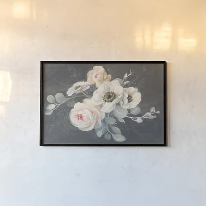 Roses and Anemones by Danhui Nai. shown as a paper print in a black flame. Available as a archival giclee rolled canvas, fine art paper, or poster print. SKU 38229i.