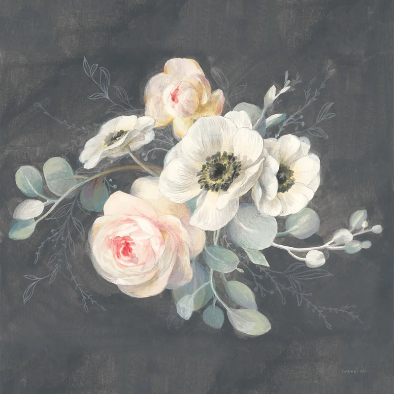 Roses and Anemones Square by Danhui Nai. SKU 39359a. Archival Giclee Fine art print for wall decor.