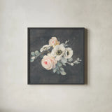 Roses and Anemones Square by Danhui Nai. Shown in a sleek black glass frame for a contemporary gallery look. Available as an archival giclee rolled canvas, fine art paper, or poster print. SKU 39359a.