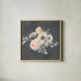 Roses and Anemones Square by Danhui Nai. Shown in a natural wood glass frame for a timeless modern aesthetic. Available as an archival giclee rolled canvas, fine art paper, or poster print. SKU 39359a.