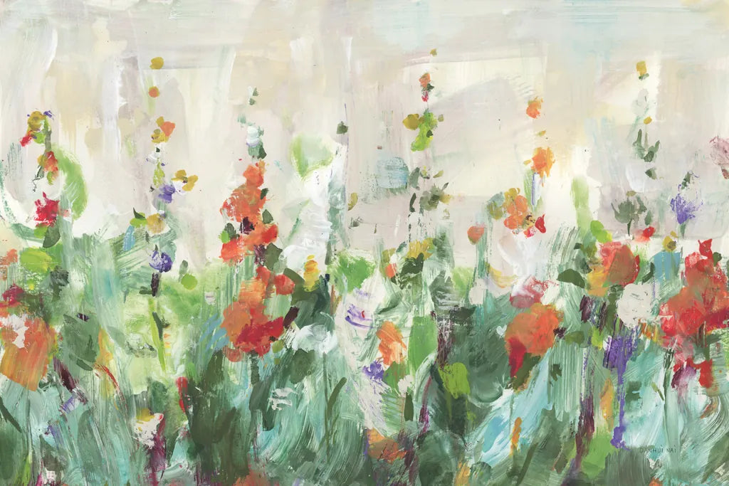 Row of Bright Flowers by Danhui Nai. SKU 93507i. Archival Giclee Fine art print for wall decor.