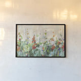Row of Bright Flowers by Danhui Nai. shown as a paper print in a black flame. Available as a archival giclee rolled canvas, fine art paper, or poster print. SKU 93507i.