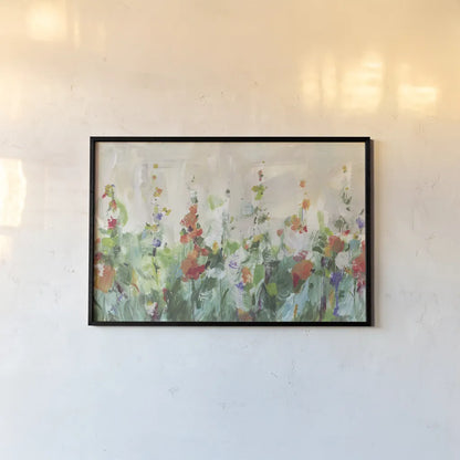 Row of Bright Flowers by Danhui Nai. shown as a paper print in a black flame. Available as a archival giclee rolled canvas, fine art paper, or poster print. SKU 93507i.