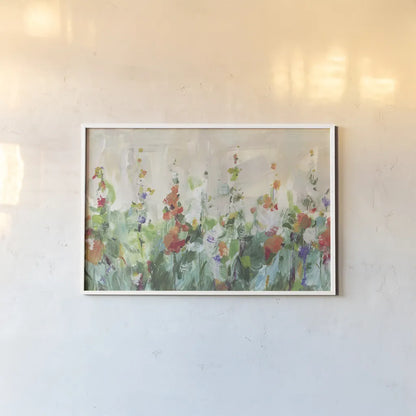 Row of Bright Flowers by Danhui Nai. shown as a paper print in a white frame. Available as a archival giclee rolled canvas, fine art paper, or poster print. SKU 93507i.