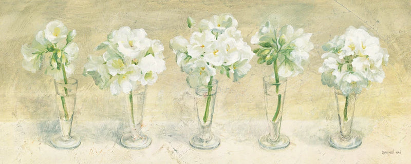 Row of Geraniums in Glasses by Danhui Nai