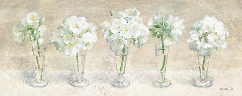 Row of Geraniums in Glasses Neutral by Danhui Nai