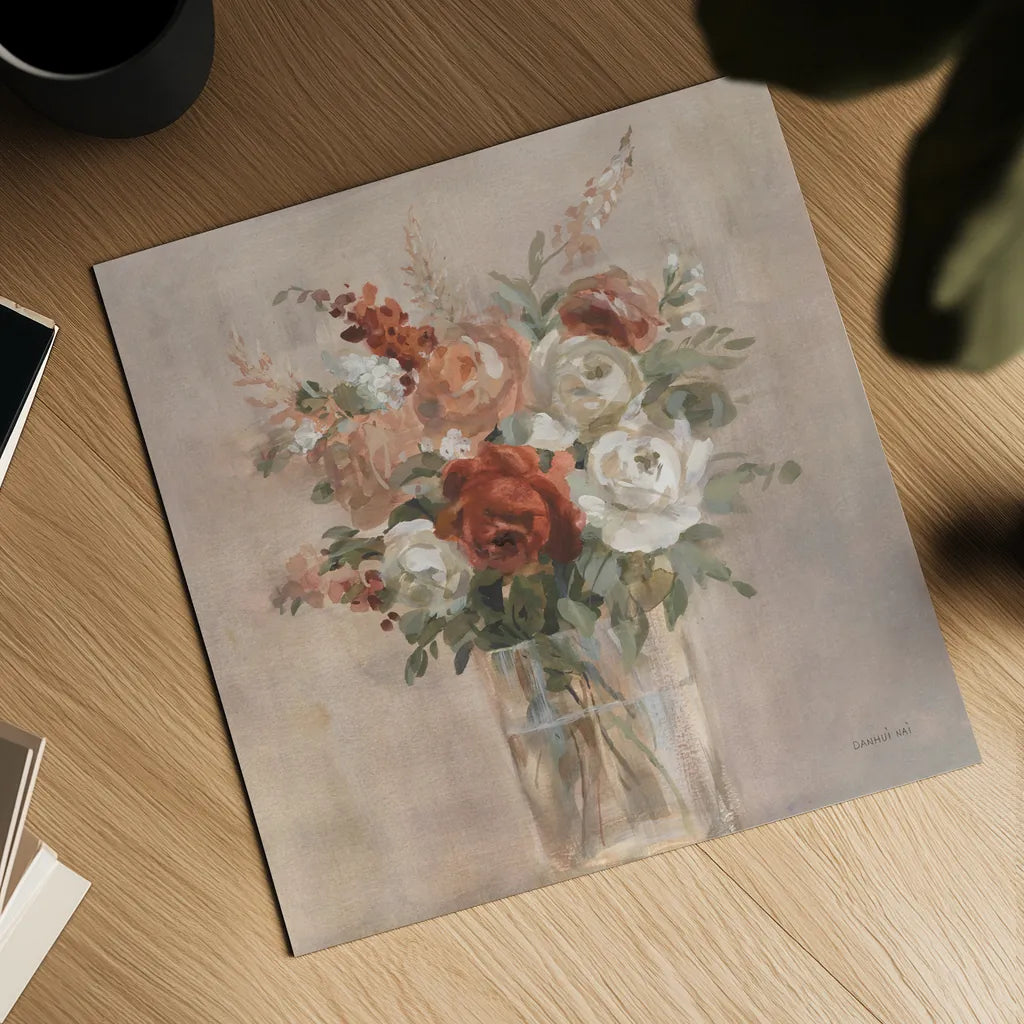 Russet Bouquet by Danhui Nai. Shown as a detailed flat fine art print, highlighting archival giclee quality. Available as an archival giclee rolled canvas, fine art paper, or poster print. SKU 83489a.