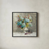Rustic Florals by Danhui Nai. Shown in a sleek black glass frame for a contemporary gallery look. Available as an archival giclee rolled canvas, fine art paper, or poster print. SKU 22392a.
