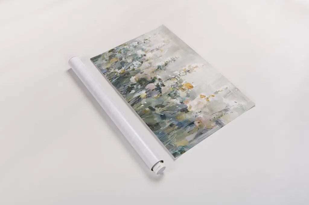 Rustic Garden Neutral by Danhui Nai. shown as a rolled paper print. Available as archival giclee rolled canvas, fine art paper, or poster print. SKU 77366i.